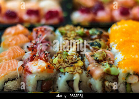 Verschiedene Arten von Sushi Stockfoto