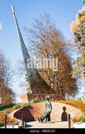 Borovsk, Russland - 18. Oktober 2009: ziolkowski Denkmal in der Stadt Borovsk im Herbst in Russland. Stockfoto