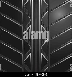 Dunkelgrau Reifenspur Hintergrund mit Kontur Stock Vektor