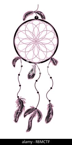 North American Indian dreamcatcher Ornament auf weißem Hintergrund Stock Vektor