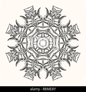 Florale Mandala. Dekorative Runde Ornament. Abstrakte doodle Hintergrund. Ungewöhnliche Blume. Bild zum Ausmalen. Für Karten, Einladungen, T-Shirts, p Stock Vektor
