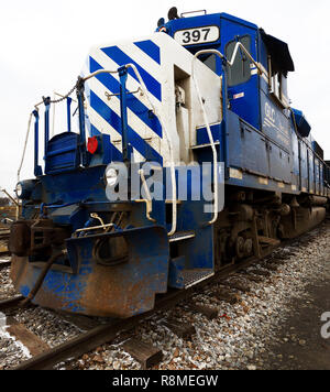 Great Lakes Central Railroad motor #397 im Zug Yard in Owosso, Michigan Stockfoto