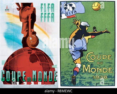 Frankreich. Juni, 1938. Celebratory Poster der Fußball WM. Stockfoto