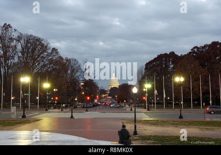 Blick auf das Kapitol von der Vorderseite der Union Station in DC Stockfoto