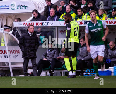 Edinburgh, Großbritannien. 16. Dez 2018. Schottische Premiereship - Hibernian v Celtic, Edinburgh, Midlothian, Großbritannien. 16.12.2018. Bild zeigt: eine wütende Brendan Rodgers als Hibs spielen Wirt zu Celtic bei Easter Road Stadium, Edinburgh Credit: Alamy/Ian Jacobs Credit: Ian Jacobs/Alamy leben Nachrichten Stockfoto