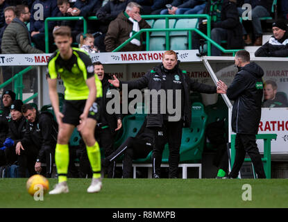 Edinburgh, Großbritannien. 16. Dez 2018. Schottische Premiereship - Hibernian v Celtic, Edinburgh, Midlothian, Großbritannien. 16.12.2018. Bild zeigt: Hibs Haupttrainer, Neil Lennon, als Hibs spielen Wirt zu Celtic bei Easter Road Stadium, Edinburgh Credit: Alamy/Ian Jacobs Credit: Ian Jacobs/Alamy leben Nachrichten Stockfoto