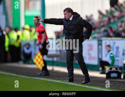 Edinburgh, Großbritannien. 16. Dez 2018. Schottische Premiereship - Hibernian v Celtic, Edinburgh, Midlothian, Großbritannien. 16.12.2018. Bild zeigt: Ein frustrierter Brendan Rodgers als Hibs spielen Wirt zu Celtic bei Easter Road Stadium, Edinburgh Credit: Alamy/Ian Jacobs Credit: Ian Jacobs/Alamy leben Nachrichten Stockfoto