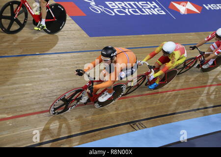 London, Großbritannien. 15 Dez, 2018. Herren Madison Finale bei den TISSOT UCI Track Cycling World Cup bei Lee Valley VeloPark, London, UK. 15 Dez, 2018. Credit: Grant Burton/Alamy leben Nachrichten Stockfoto