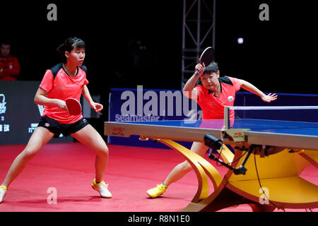 Incheon, Südkorea. 16 Dez, 2018. Chen Xingtong & Sonne Yingsha (CHN) Tischtennis: Seamaster 2018 ITTF World Tour Grand Finale Frauen verdoppelt Finale bei Namdong Gymnasium in Incheon, Südkorea. Credit: Naoki Morita/LBA SPORT/Alamy leben Nachrichten Stockfoto