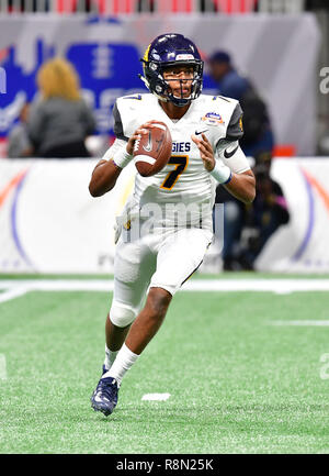 Januar 01, 2018. North Carolina A&T Lamar Raynard 7 in Aktion während der Air Force Feier Schüsselspiel 2018 zwischen der North Carolina A&T Aggies und die Alcorn Zustand Braves bei der Mercedes Benz Dome in Atlanta, Georgia. Bill McGuire/CSM Stockfoto