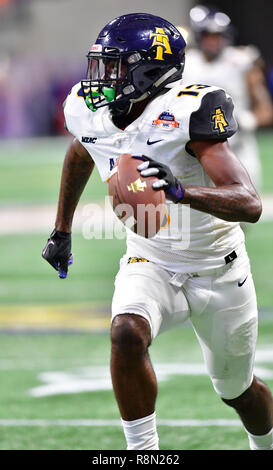 Januar 01, 2018. North Carolina A&T Elia Bell 13 in Aktion während der Air Force Feier Schüsselspiel 2018 zwischen der North Carolina A&T Aggies und die Alcorn Zustand Braves bei der Mercedes Benz Dome in Atlanta, Georgia. Bill McGuire/CSM Stockfoto