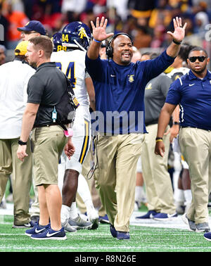 Januar 01, 2018. North Carolina A&T Head Coach Sam Washington in Aktion während der Air Force Feier Schüsselspiel 2018 zwischen der North Carolina A&T Aggies und die Alcorn Zustand Braves bei der Mercedes Benz Dome in Atlanta, Georgia. Bill McGuire/CSM Stockfoto