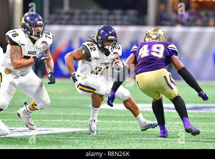 Januar 01, 2018. North Carolina A&T Marquell Cartwright 22 in Aktion während der Air Force Feier Schüsselspiel 2018 zwischen der North Carolina A&T Aggies und die Alcorn Zustand Braves bei der Mercedes Benz Dome in Atlanta, Georgia. Bill McGuire/CSM Stockfoto