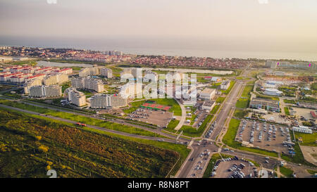 Russland, Sotschi - September 08, 2017: Panorama der Olympic Park in Sotschi, dem Austragungsort der Olympischen Spiele 2014, 2018 FIFA World Cup, der Formel 1-Sotschi Autodrome Stockfoto