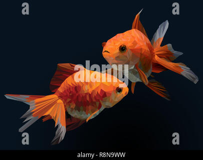 3D-Illustration polygonalen Zeichnung der Goldenen Fisch in schwarzen Hintergrund. Stockfoto