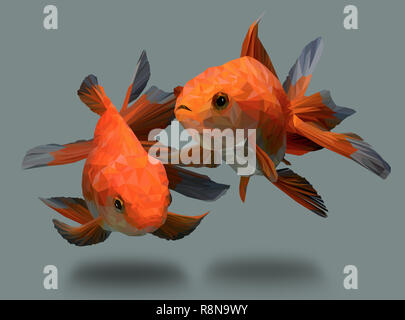 3D-Illustration polygonalen Zeichnung der Goldenen Fisch in schwarzen Hintergrund. Stockfoto