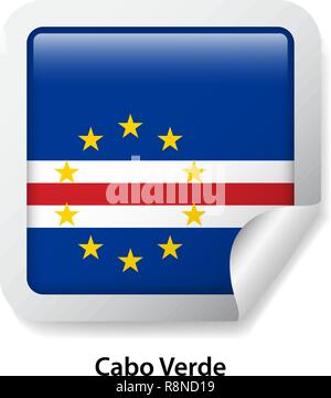 Flagge von Cabo Verde. Runde glänzend Aufkleber Stock Vektor