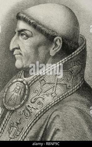 Francisco Jiménez de Cisneros, Conocido por Cardenal Cisneros (1436-1517). Cardenal, Frontera de Toledo, Primado de España y tercer Inquisidor General de Castilla. Litografía. Retrato, las mejores. Crónica de España, Historia y Ilustrada Descriptiva de Sus Provincias. Castilla-La Nueva, 1869. Biblioteca Histórico Militar de Barcelona, Cataluña, Spanien. Stockfoto
