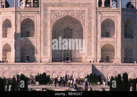 Nahaufnahmen von Taj Mahal 7 Wunder der Welt, Agra, Uttar Pradesh, Indien Stockfoto