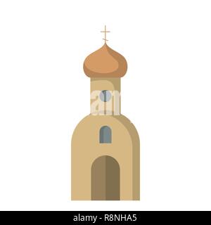 Flache Ikone der Kirche. Vektorabbildung. Christentum. Religion Orthodox. Stock Vektor