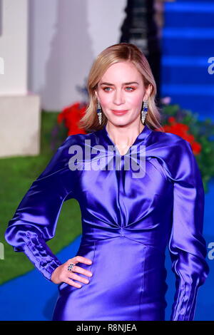 Emily Blunt bei der Premiere von Mary Poppins kehrt in der Royal Albert Hall in London zurück Stockfoto