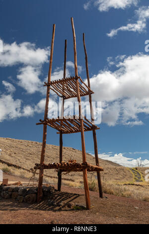 Kawaihae, Hawaii - einen Altar (LELE) in Pu'ukohola Heiau National Historic Site. Stockfoto