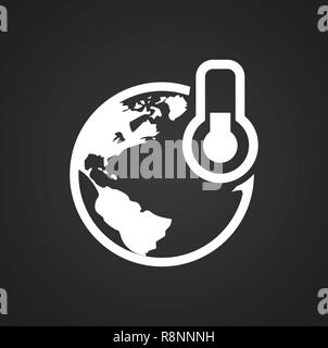 Die globale Erwärmung Symbol auf schwarzem Hintergrund für Grafik- und Webdesign, modernen einfachen Vektor unterzeichnen. Internet Konzept. Trendy Symbol für Web site Design web-Taste oder mobile App. Stock Vektor
