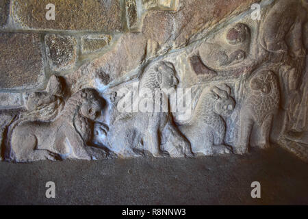 Chennai, Tamil Nadu - Indien - September 09, 2018: Höhle Skulpturen Stockfoto