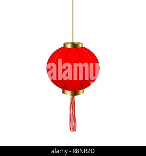Das chinesische Neujahr. Rote runde chinesische Laterne. Isolierte Abbildung Stock Vektor