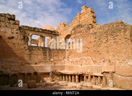 Libyen. Leptis Magna archäologische Stätte. Ruinen der römischen Stadt zum Weltkulturerbe der UNESCO gehört. Stockfoto