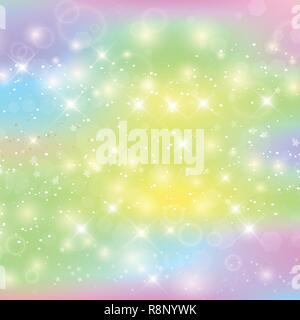 Einhorn quadratische Hintergrund mit Regenbogen mesh. Kawaii Universum Banner in Princess Farben. Fantasy gradient Kulisse mit Hologramm. Holographische Einhorn b Stock Vektor