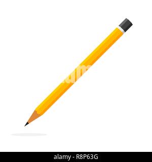 Bleistift in flacher Ausführung. Vector Illustration. Bleistift auf weißem Hintergrund mit Schatten. Stock Vektor