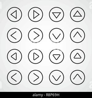 Satz linearer Pfeile. Vector Illustration. Sammlung der Pfeile in einem Kreis Stock Vektor