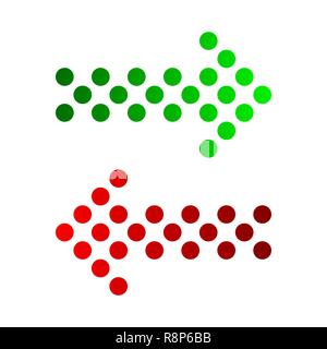 Satz farbiger gestrichelte Pfeile. Vector Illustration. Die Pfeile rechts und links getrennt. Stock Vektor