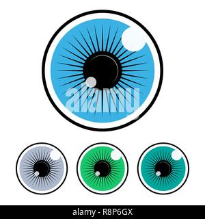 Satz von Auge Symbole im flachen Design. Vector Illustration. Sammlung von farbigen Augapfel Stock Vektor