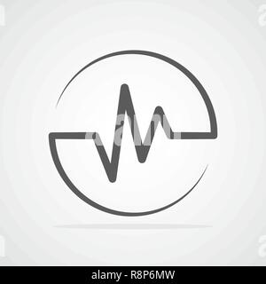 Grau Heartbeat Symbol in den Kreis. Vector Illustration. Medizinisches Konzept in flacher Ausführung. Herzfrequenz Stock Vektor