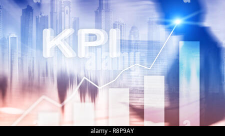 KPI - Key Performance Indicator Diagramm auf verschwommenen Hintergrund. Stockfoto