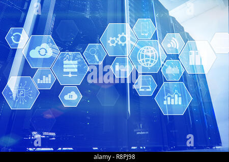 Die technologische Infrastruktur Cloud Technologie und Kommunikation server Raum Stockfoto