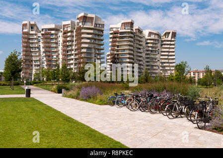 Horizontale Ansicht der Libeskind Residenzen in Mailand, Italien. Stockfoto