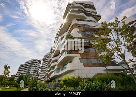 Horizontale Ansicht des Hadid Residenzen in Mailand, Italien. Stockfoto