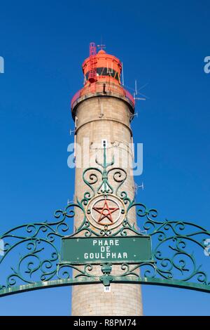 Frankreich, Morbihan, Belle Ile en Mer, Bangor, die goulphar Leuchtturm als unter Denkmalschutz Stockfoto