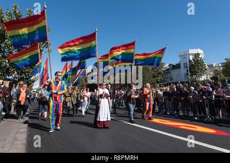 Island, Capital Region, Reykjavik, Gay Pride Parade 2017 Stockfoto