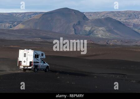 Island, South Island, Region, Sudurland Fjallabaksleid Sydry, F210 Anschluss, camping Auto Stockfoto