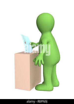 Die 3d-stilisierte Person die Stimmabgabe bei Wahlen Stockfoto