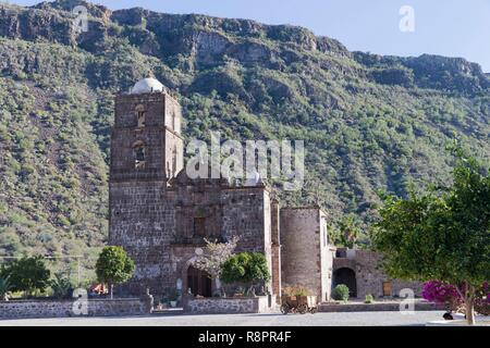 Mexiko, Baja California Sur, Loreto, San Javier Dorf, Katholische Mission von San Javier Stockfoto