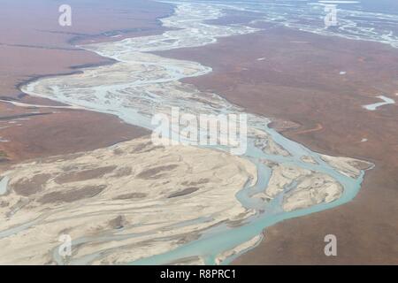 Usa, Alaska, Arctic National Wildlife Refuge, North Slope Borough, Luftaufnahme mit dem Sagavanirktok River oder Sag Fluss Stockfoto