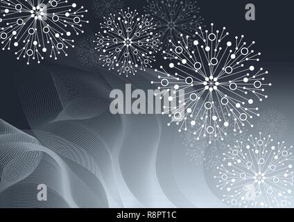 Schönen winter Muster aus Schneeflocken auf grauem Hintergrund Stock Vektor