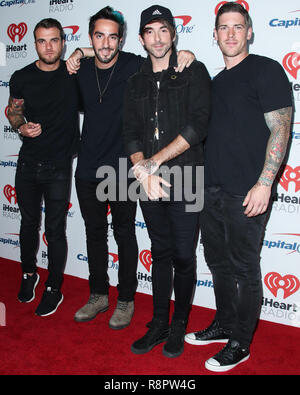 LAS VEGAS, NV, USA - 22. SEPTEMBER: Rian Dawson, Jack Barakat, Alex Gaskarth, Zack Merrick, Rian Dawson, Jack Barakat, Alex Gaskarth, Zack Merrick, All Time Low in der Presse während der 2017 iHeartRadio Music Festival - Tag 1 bei der T-Mobile Arena hielt am 22. September 2017 in Las Vegas, Nevada, USA. (Foto von Xavier Collin/Image Press Agency) Stockfoto