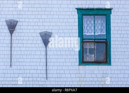 Kanada, Quebec, Gaspe Halbinsel, New Richmond, Duthie, ehemaligen Scottish-English Siedlung aus dem 18. Jahrhundert, Bauernhaus Rechen Stockfoto