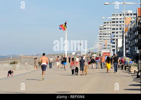 Frankreich, Nord, Dunkerque, Malo-les-Bains, direkt am Meer, Deich Stockfoto